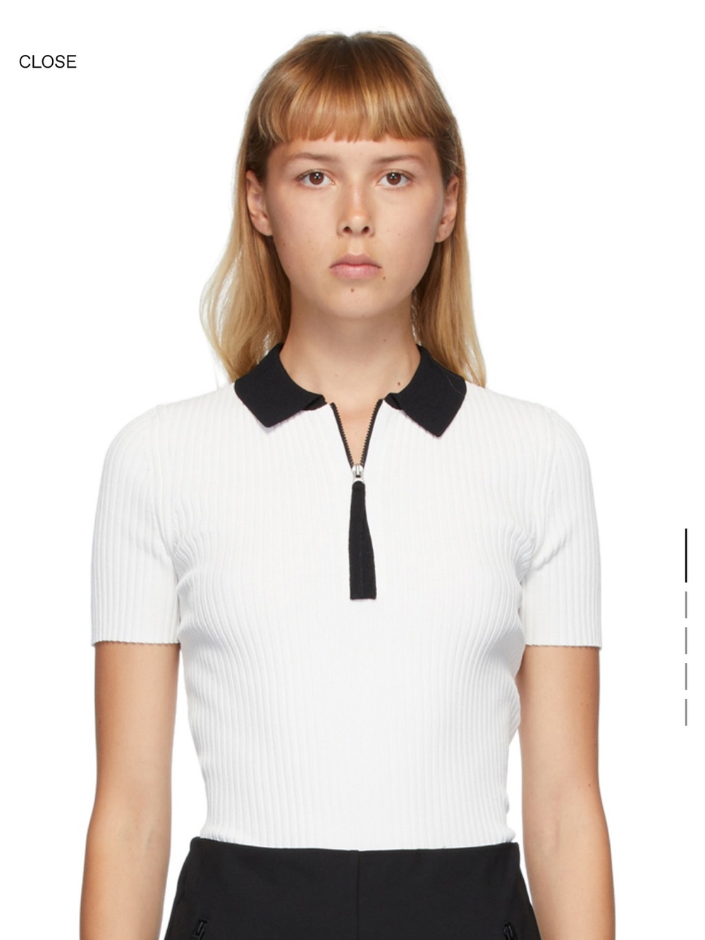 brand new rag & bone White Ribbed Short-Sleeve Polo with Black Collar